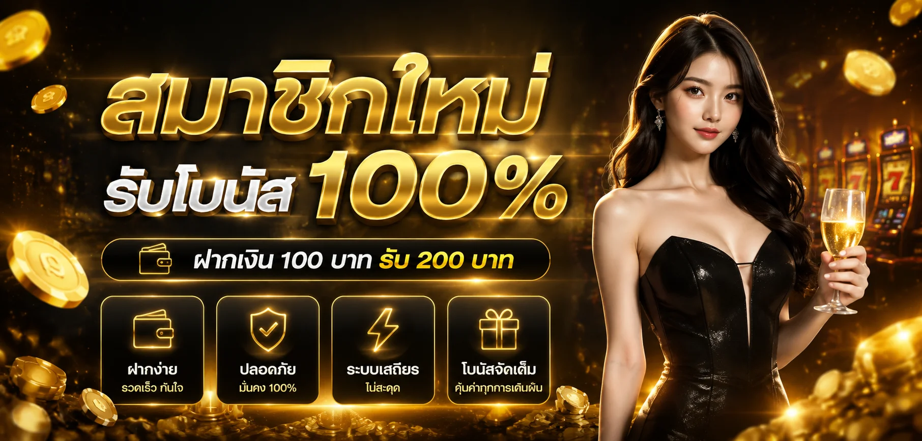 แบนเนอร์ NOVA555 โทนส้มดำพร้อมตัวละครเกม PG Soft
